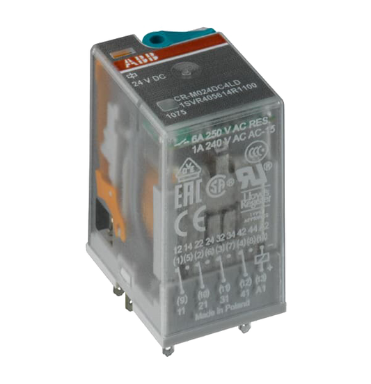 ABB CR-M024DC2 Pluggable interface relay 2c/o, A1-A2=24VDC, 250V/12A