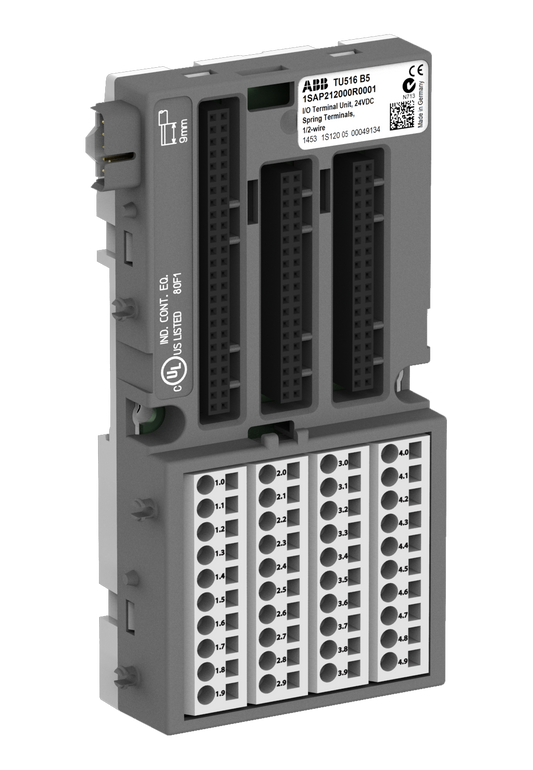 ABB TU516-H : S500 I/O terminal unit. For analog and 24 VDC digital modules. Spring&nbsp;terminals. Hot Swap.