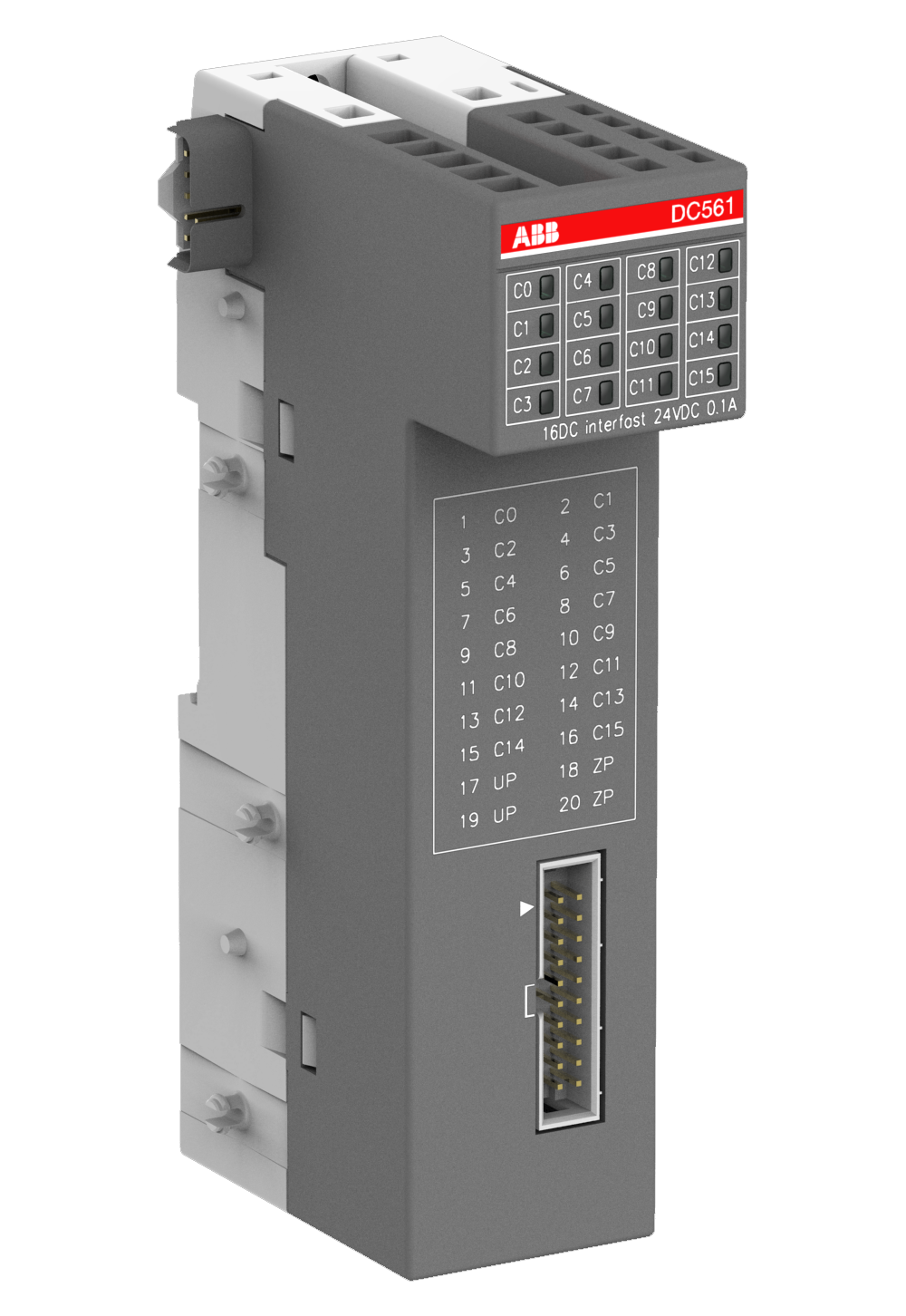 ABB DC561 :S500,Digital I/O.Mod.16DC Interfast DI:24VDC,DC:24VDC/0.1A, HE10 conn.,1-wire Interfast (L)