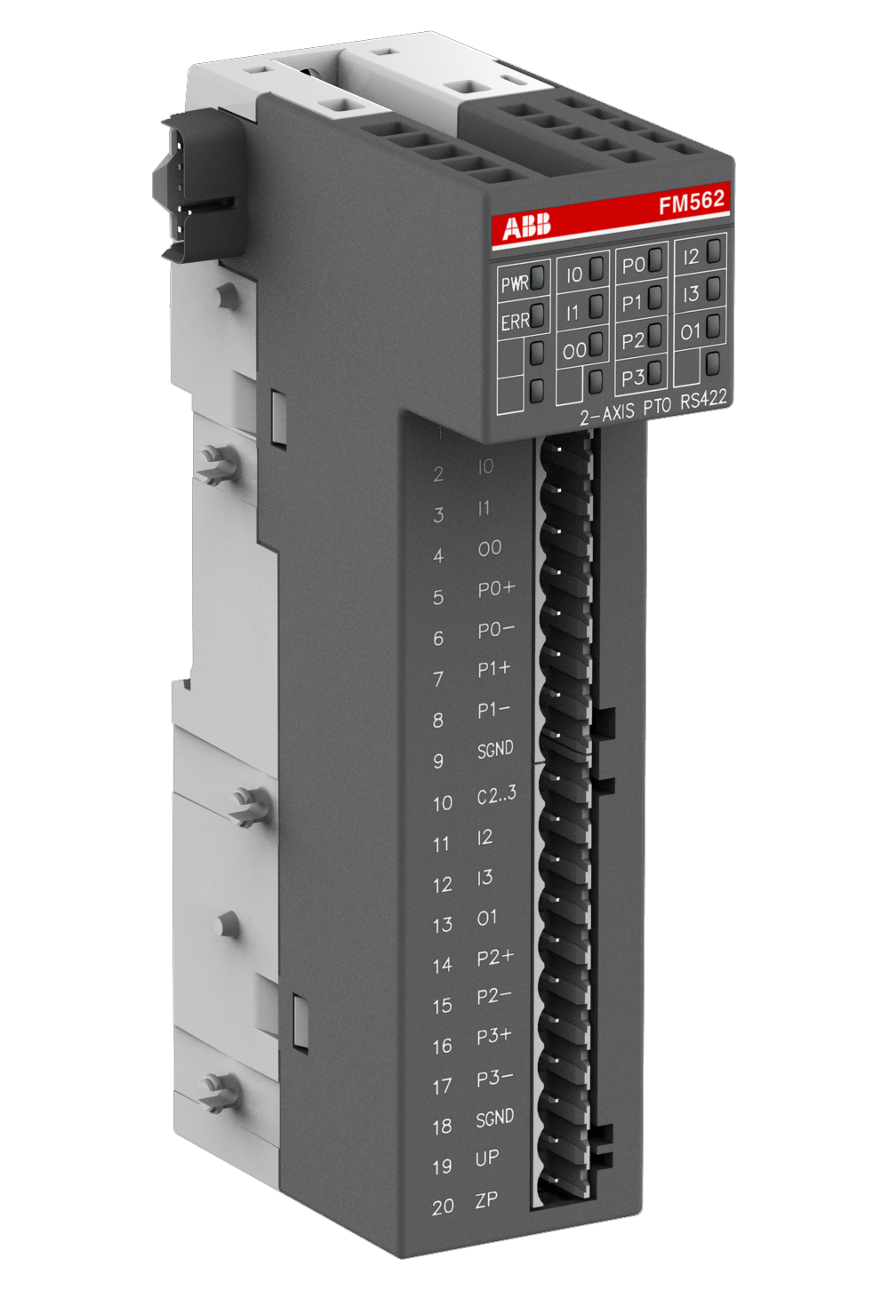 ABB FM562 : S500-eCo Function module. For positioning. 2-axis. Pulse outputs RS422. Maximum frequency 250 kHz.