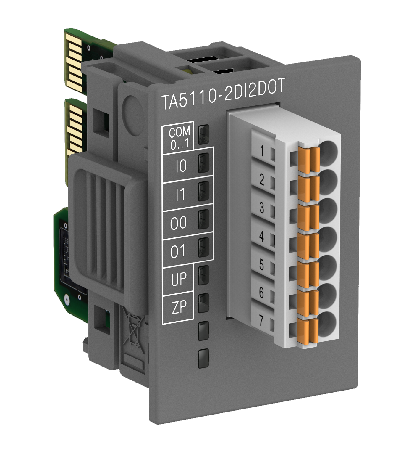 ABB TA5110-2DI2DOT : AC500-eCo Digital I/O option board. 2 DI: 24VDC. 2 DO: 24VDC 0.5A. Spring terminals included.