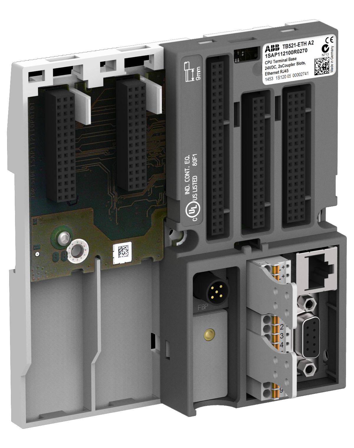 ABB TB521-ETH: AC500 Terminal base. For AC500 V2. 2 Slots
