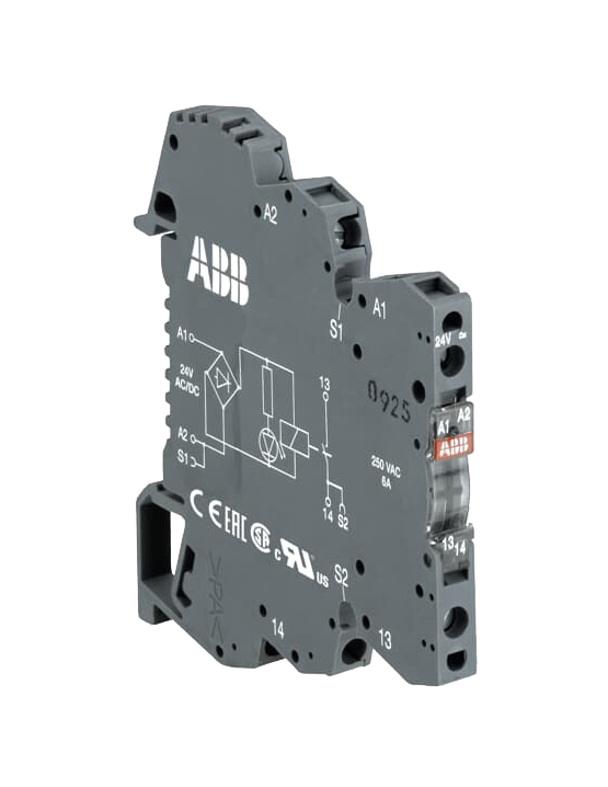 ABB RB121P-5VDC Interface relay R600 1c/o,A1-A2=5VDC,5-250VAC/60mA-6A