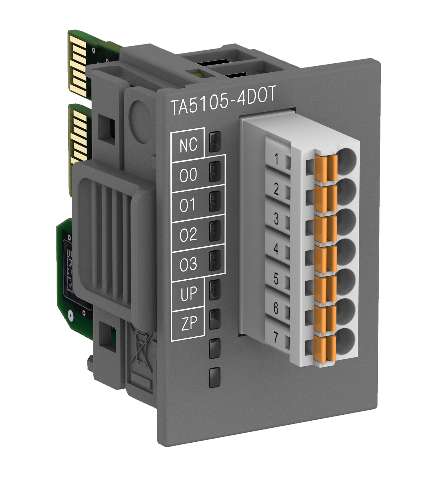 ABB TA5105-4DOT : AC500-eCo Digital output option board. 4 DO: 24VDC 0.5A. Spring terminals included.